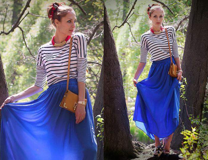 C Skirt Biru Yang Memakai Trend Fesyen